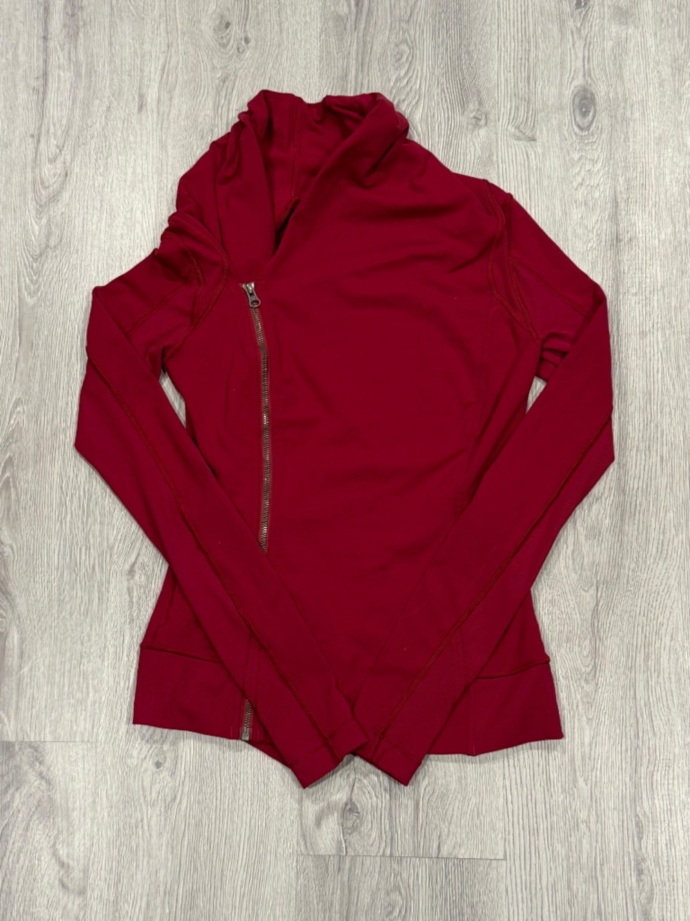 Lululemon Red Asymmetrical Zip Hooded Jacket Size 6